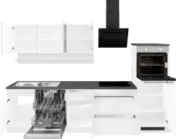 KOCHSTATION Küchenzeile »KS-Virginia,neu in verbesserter Ausführung« Arbeitsplatte 38 mm stark, Stauraum, Softclose,Breite 300 cm, Soft-Close, wahlweise mit E-Geräten