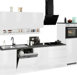 KOCHSTATION Küchenzeile »KS-Virginia,neu in verbesserter Ausführung« Arbeitsplatte 38 mm stark, Stauraum, Softclose,Breite 300 cm, Soft-Close, wahlweise mit E-Geräten