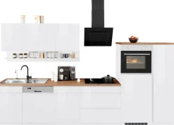 KOCHSTATION Küchenzeile »KS-Virginia,neu in verbesserter Ausführung« Arbeitsplatte 38 mm stark, Stauraum, Softclose,Breite 350 cm,Soft-Close, mit Glaskeramik-oder Induktionskochfeld
