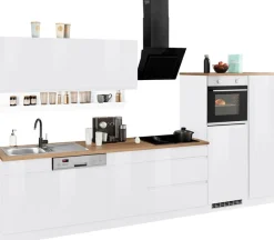 KOCHSTATION Küchenzeile »KS-Virginia,neu in verbesserter Ausführung« Arbeitsplatte 38 mm stark, Stauraum, Softclose,Breite 350 cm,Soft-Close, mit Glaskeramik-oder Induktionskochfeld