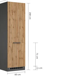 KOCHSTATION Kühlumbauschrank »KS-Lagos« Breite/Höhe 60/200 cm, mit 2 Türen und 1 offenen Nische