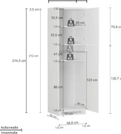 KOCHSTATION Kühlumbauschrank »Luna, Kühlschrank-Umbau, Einbauschrank für Kühlschrank, Made in Italy« B/T/H: 60×60×214,5 cm, für zwei Kühlschrankhöhen vorbereitet