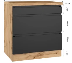 KOCHSTATION Kochfeldumbauschrank »KS-Virginia,neu in verbesserter Ausführung« Stauraum, Softclose,Breite 80 cm, Höhe 86 cm, Softclose-Auszüge