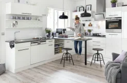KOCHSTATION Kochfeldumbauschrank »KS-Tulsa« 80 cm breit, 2 Schubladen, 1 großer Auszug, schwarzer Metallgriff