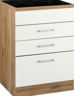 KOCHSTATION Kochfeldumbauschrank »KS-Colmar« 60 cm, mit Metallgriff, 2 Schubkästen und 1 Auszug
