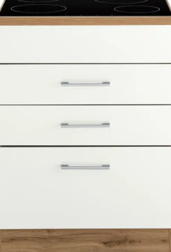 KOCHSTATION Kochfeldumbauschrank »KS-Colmar« 60 cm, mit Metallgriff, 2 Schubkästen und 1 Auszug