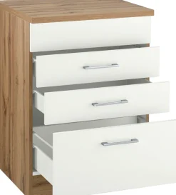 KOCHSTATION Kochfeldumbauschrank »KS-Colmar« 60 cm, mit Metallgriff, 2 Schubkästen und 1 Auszug