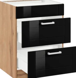 KOCHSTATION Kochfeldumbauschrank »KS-Tinnum« 60 cm breit, 2 Auszüge, Metallgriffe, MDF Fronten