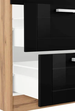 KOCHSTATION Kochfeldumbauschrank »KS-Tinnum« 60 cm breit, 2 Auszüge, Metallgriffe, MDF Fronten