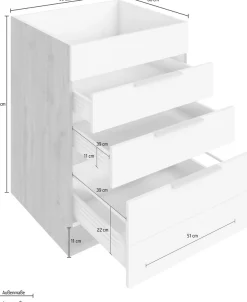 KOCHSTATION Kochfeldumbauschrank »KS-Luhe« 60 cm breit, hochwertige MDF-Fronten mit waagerechter Lisene