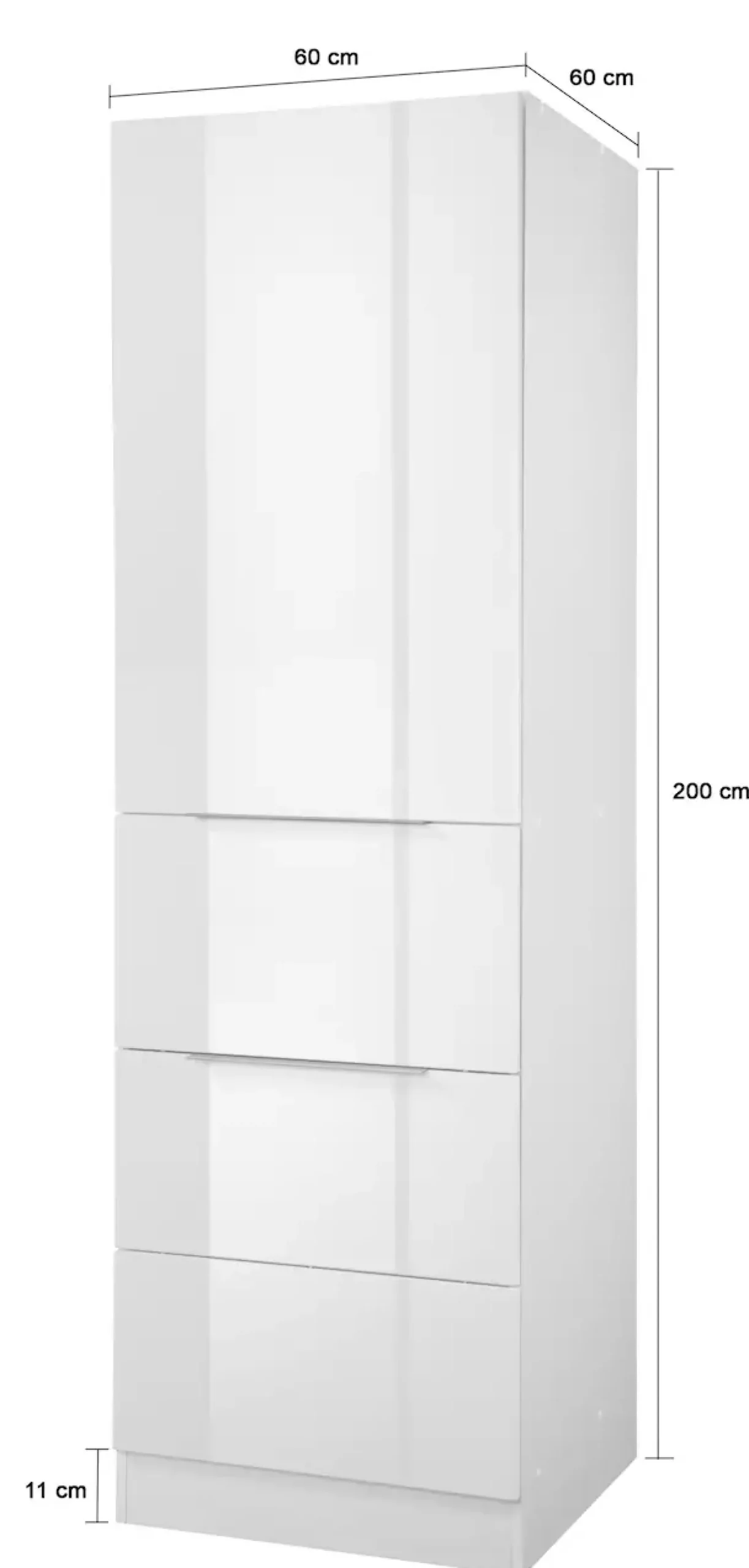 KOCHSTATION Seitenschrank »KS-Brindisi« 60 cm breit, 200 cm hoch, viel Stauraum