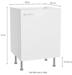 KOCHSTATION Spülenschrank »KS-Lucy« Breite 60 cm, mit 1 Tür, höhenverstellbare Füße, Soft-Close