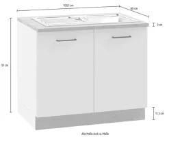 KOCHSTATION Spülenschrank »KS-Kolari« 1 Stk. tlg. Maße (B/T/H): 100,1 x 60 x 88 cm