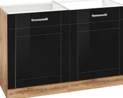 KOCHSTATION Spülenschrank »KS-Tinnum« 120 cm breit, MDF-Fronten, Metallgriffe, inklusive Einbauspüle