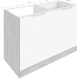 KOCHSTATION Spülenschrank »KS-Luhe« 120 cm breit, hochwertige MDF-Fronten mit waagerechter Lisene