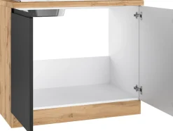 KOCHSTATION Spülenschrank »KS-Virginia,neu in verbesserter Ausführung« Stauraum, Softclose, ohne Armatur,Breite 100 cm, inklusive Einbauspüle, Soft-Close