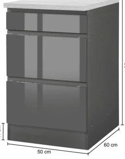 KOCHSTATION Unterschrank »KS-Virginia,neu in verbesserter Ausführung« Stauraum, Softclose, mit CPL-Arbeitsplatte,Breite 50 cm, 1 Schubkasten, 2 Auszüge, Soft-Close-Funktion