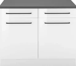 KOCHSTATION Unterschrank »KS-Tulsa« 100 cm breit, 2 Schubkästen, 2 Türen, schwarzer Metallgriff, MDF Front