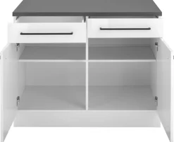 KOCHSTATION Unterschrank »KS-Tulsa« 100 cm breit, 2 Schubkästen, 2 Türen, schwarzer Metallgriff, MDF Front