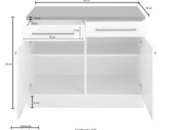 KOCHSTATION Unterschrank »KS-Tulsa« 100 cm breit, 2 Schubkästen, 2 Türen, schwarzer Metallgriff, MDF Front
