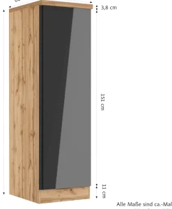 KOCHSTATION Vorratsschrank »KS-Virginia,neu in verbesserter Ausführung« Arbeitsplatte 38 mm stark, Stauraum, Softclose,Maße (B/H/T): ca. 50/166/60 cm, Türanschlag frei wählbar