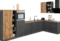 KOCHSTATION Winkelküche »KS-Bruneck« Stellbreite 380/180 cm breit, Ceran oder Induktionskochfeld, MDF