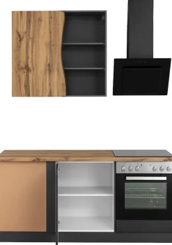 KOCHSTATION Winkelküche »KS-Bruneck« Stellbreite 380/180 cm breit, Ceran oder Induktionskochfeld, MDF