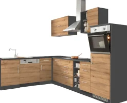 KOCHSTATION Winkelküche »KS-Colmar« mit E-Geräten, Stellbreite 210/300 cm
