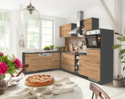 KOCHSTATION Winkelküche »KS-Colmar« mit E-Geräten, Stellbreite 210/300 cm