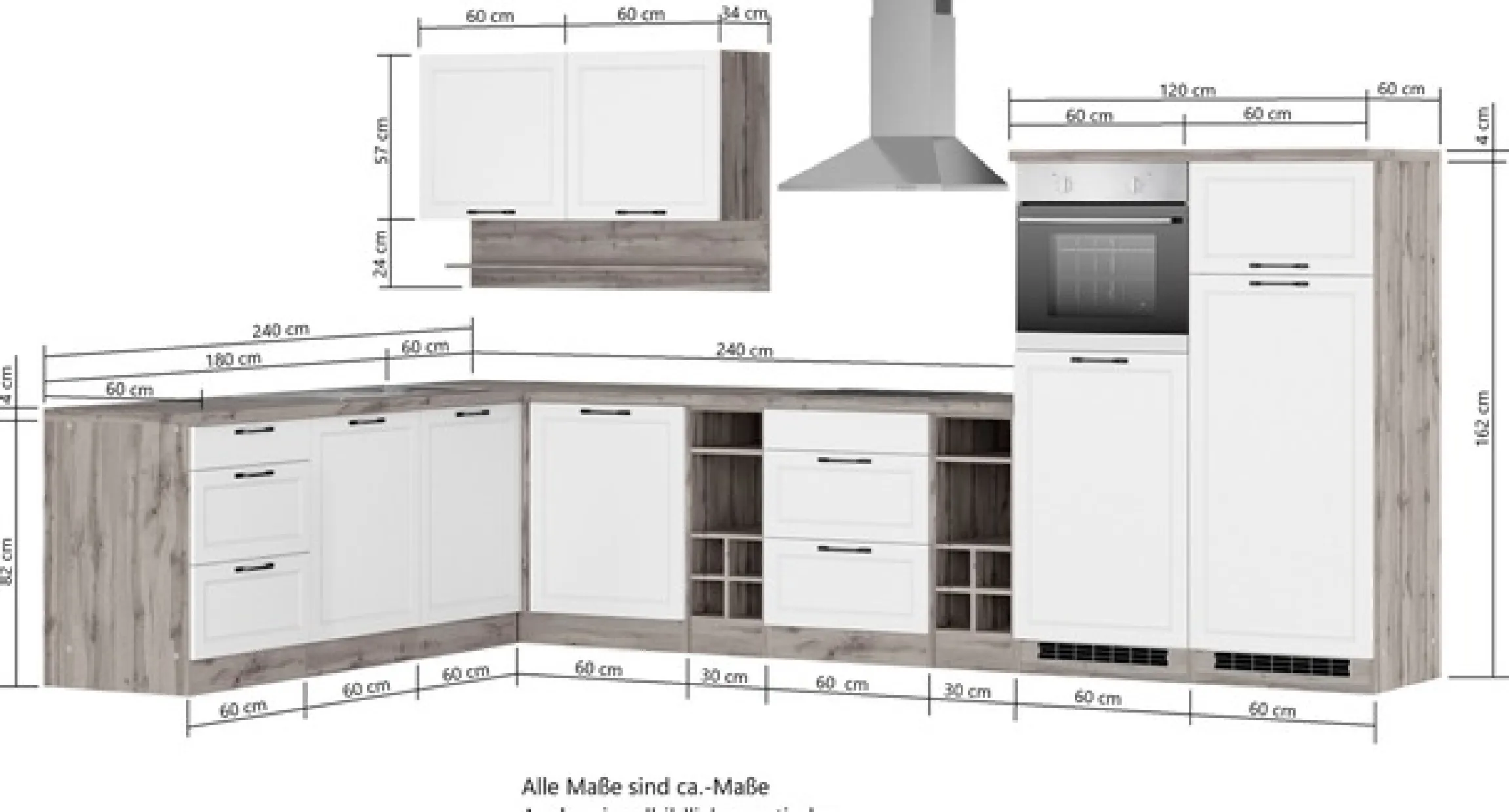 KOCHSTATION Winkelküche »KS-Lana« Stellbreite 240/360 cm, wahlweise mit E-Geräten