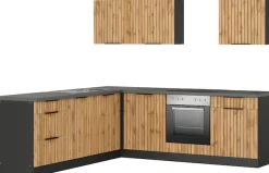 KOCHSTATION Winkelküche »KS-Lagos, Stellbreite 240/240 cm« wahlweise mit E-Geräten und Spüle edelstahl oder schwarz