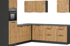 KOCHSTATION Winkelküche »KS-Lagos, Stellbreite 240/240 cm, wahlweise mit E-Geräten« GK-oder Induktionskochfeld,Kühlschrank,Spüle edelstahl oder schwarz