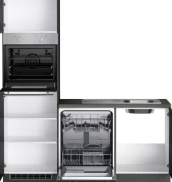 KOCHSTATION Winkelküche »KS-Lagos, Stellbreite 240/240 cm, wahlweise mit E-Geräten« GK-oder Induktionskochfeld,Kühlschrank,Spüle edelstahl oder schwarz