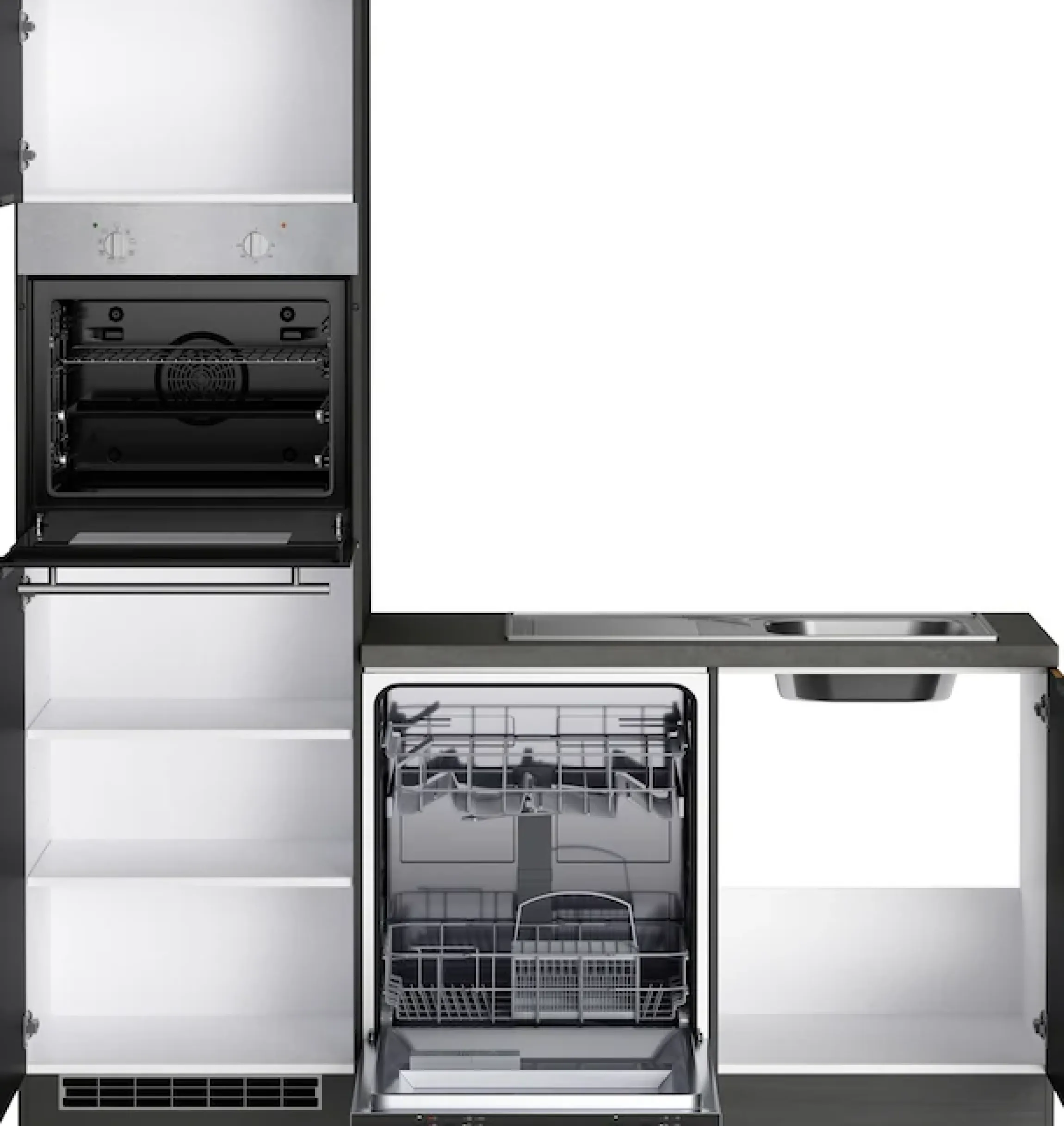 KOCHSTATION Winkelküche »KS-Lagos, Stellbreite 240/240 cm, wahlweise mit E-Geräten« GK-oder Induktionskochfeld,Kühlschrank,Spüle edelstahl oder schwarz