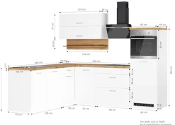 KOCHSTATION Winkelküche »KS-Milan« Stellbreite 250/220 cm, viel Stauraum, wahlweise mit E-Geräten