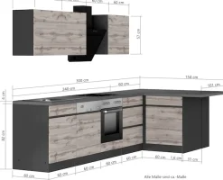 KOCHSTATION Winkelküche »KS-Riesa« Stellbreite 340x150 cm, wahlweise mit oder ohne E-Geräte