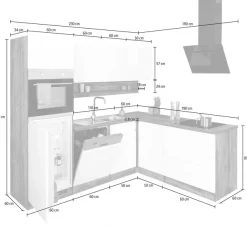 KOCHSTATION Winkelküche »KS-Virginia,neu in verbesserter Ausführung« Arbeitsplatte 38 mm stark, Stauraum, Softclose,Stellbreite 230/190 cm, Soft-Close,wahlweise mit Induktion