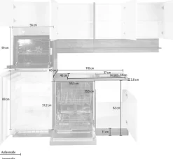 KOCHSTATION Winkelküche »KS-Virginia,neu in verbesserter Ausführung« Arbeitsplatte 38 mm stark, Stauraum, Softclose,Stellbreite 230/190 cm, Soft-Close,wahlweise mit Induktion