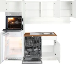 KOCHSTATION Winkelküche »KS-Virginia,neu in verbesserter Ausführung« Arbeitsplatte 38 mm stark, Stauraum, Softclose,Stellbreite 230/190 cm, Soft-Close,wahlweise mit Induktion