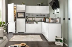 KOCHSTATION Winkelküche »KS-Virginia,neu in verbesserter Ausführung« Arbeitsplatte 38 mm stark, Stauraum, Softclose,Stellbreite 290/180 cm, Soft-Close, ohne E-Geräte