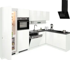 KOCHSTATION Winkelküche »KS-Virginia,neu in verbesserter Ausführung« Arbeitsplatte 38 mm stark, Stauraum, Softclose,Stellbreite 290/180 cm, Soft-Close, ohne E-Geräte