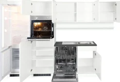 KOCHSTATION Winkelküche »KS-Virginia,neu in verbesserter Ausführung« Arbeitsplatte 38 mm stark, Stauraum, Softclose,Stellbreite 290/180 cm, Soft-Close, ohne E-Geräte
