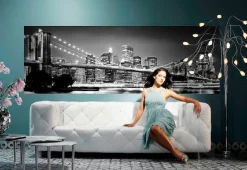 Komar Fototapete »Brooklyn Bridge - Größe 368 x 127 cm« bedruckt glatt Wohnzimmer, Schlafzimmer