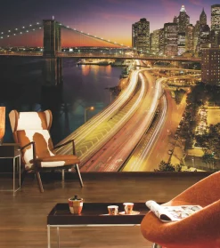 Komar Fototapete »NYC Lights - Größe 368 x 254 cm« bedruckt glatt Wohnzimmer, Schlafzimmer