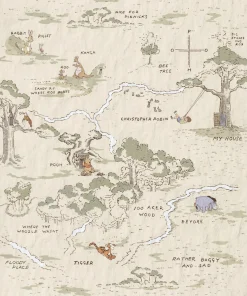 Komar Vliestapete »Digitaldruck Vlies -Winnie the Pooh Map - Größe 200 x 240 cm« bedruckt glatt Kinderzimmer