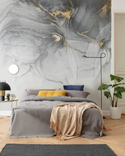 Komar Vliestapete »Digitaldruck Vlies -Ink Gold Fluid - Größe 300 x 280 cm« bedruckt glatt Wohnzimmer, Schlafzimmer