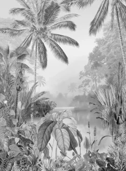 Komar Vliestapete »Digitaldruck Vlies -Lac Tropical Black & White - Größe 200 x 270 cm« bedruckt glatt Wohnzimmer, Schlafzimmer
