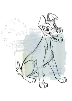 Komar Wandbild »Disney Lady and the Tramp Hello Tramp« Disney Set, 1 Stk. tlg. 50 x 70 cm (Breite x Höhe) - Kinderzimmer, Dekoration