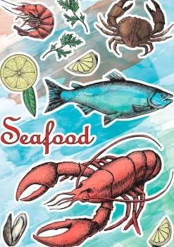 Komar Wandtattoo »Seafood - Größe 50 x 70 cm« selbstklebend, Wandsticker