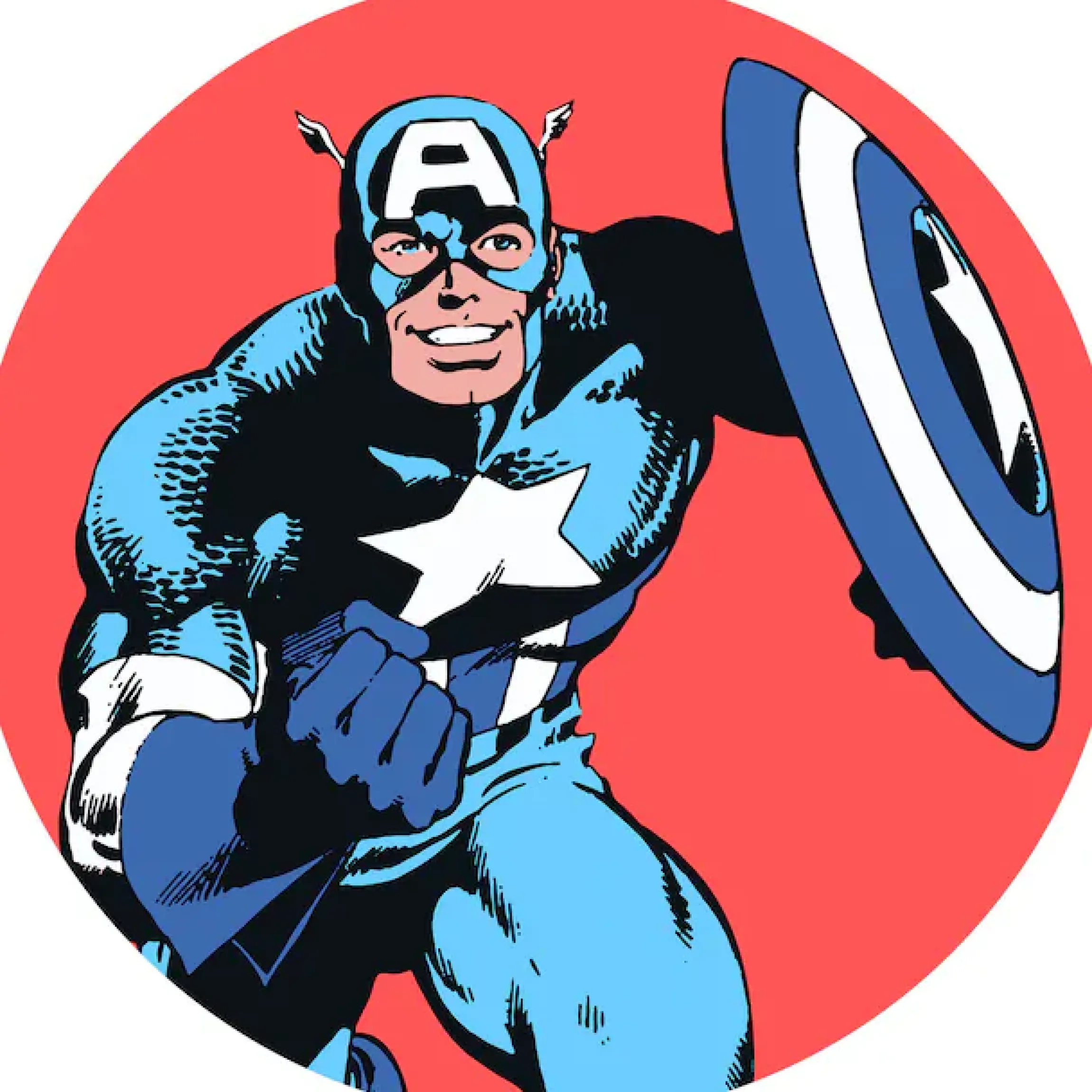 Komar Wandtattoo »selbstklebendes Vlies, Marvel PowerUp Captain America, Gr. 125x125 cm« rund und selbstklebend